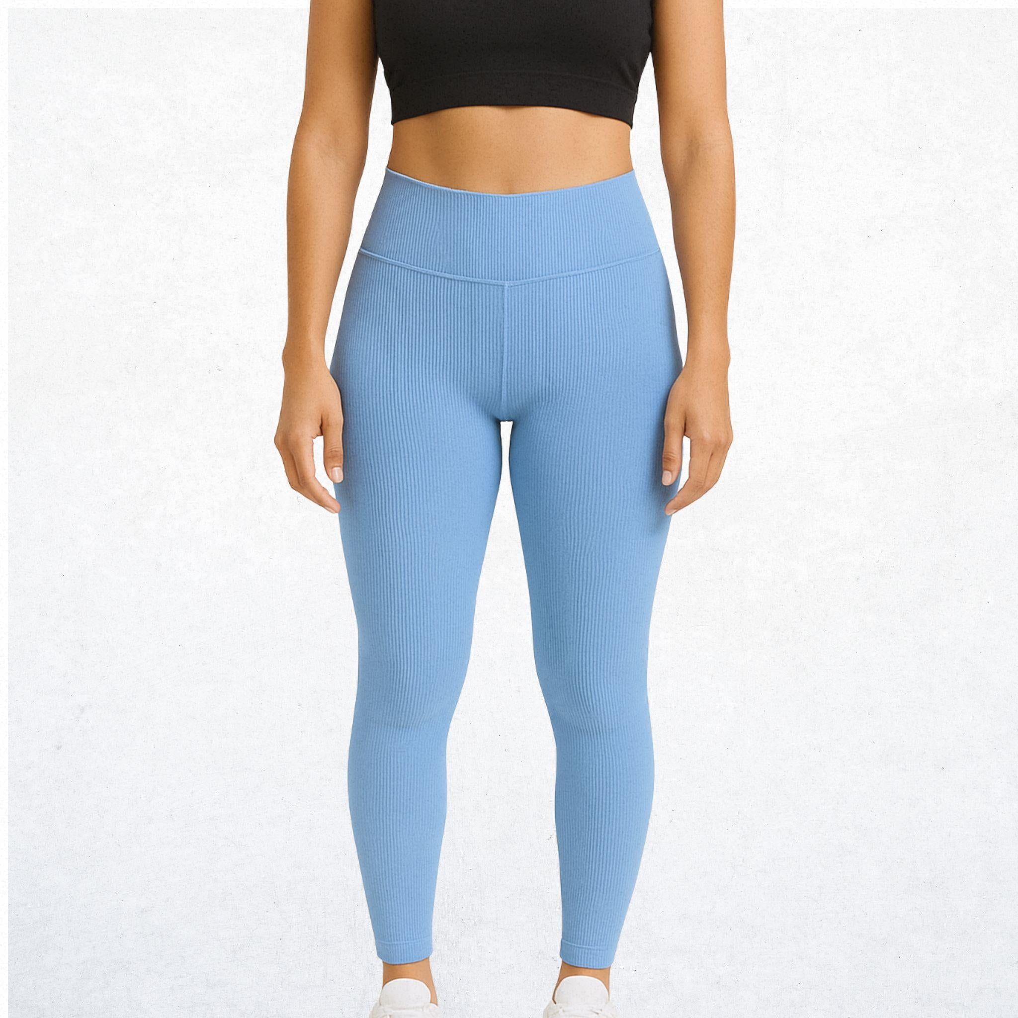 Elegantes High-Waist-Leggings für Damen in Himmelblau. Versatile Performance-Leggings mit stilvollem Design für Workout, Yoga und Alltag. Atmungsaktiv, bequem und stylisch.